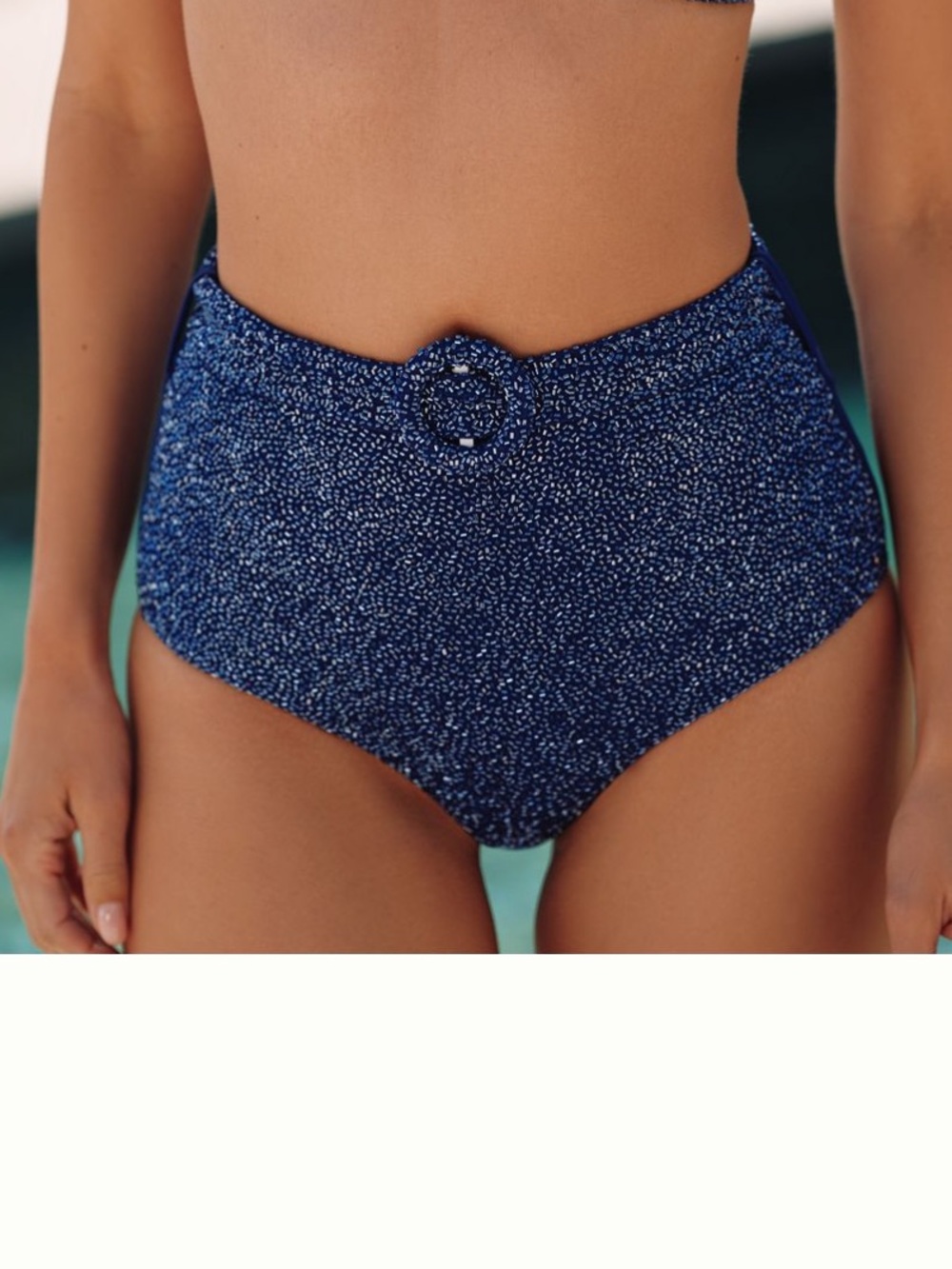 NWT Anthropologie Oceanus Persephone Beaded Blue Belted Bikini Bottoms M